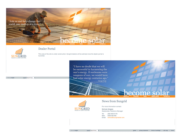 Sungrid Solar Website Design Example Perth