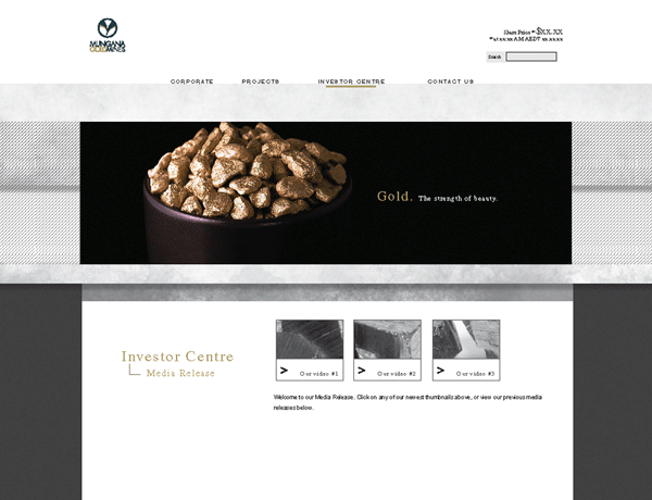 Mungana Goldmines Website Design Example Perth